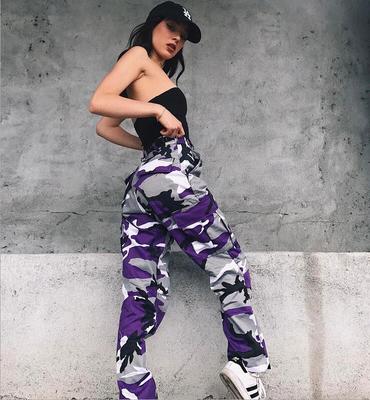 2021 High quality Women Camouflage Pants Cargo Trousers Casual Pockets Long Pants High Quality Hip Hop Pants 7 Color