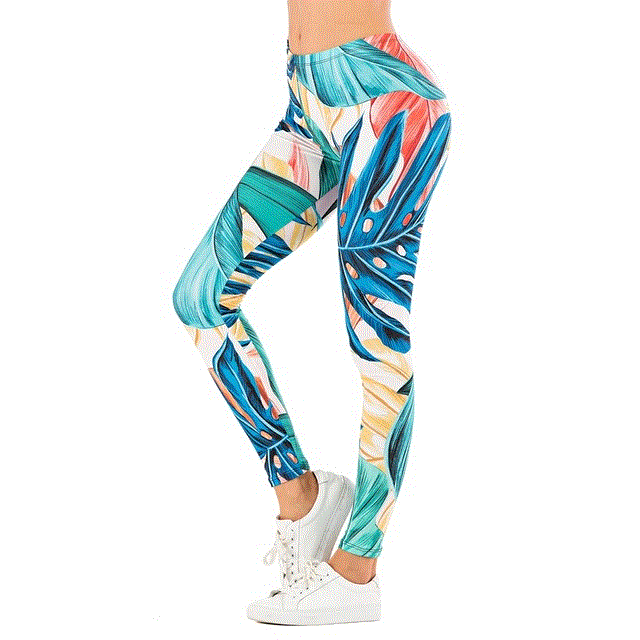 2021 High quality Sexy Women Legging leaf Printing Fitness leggins Fashion Slim legins High Waist Leggings Woman Pants