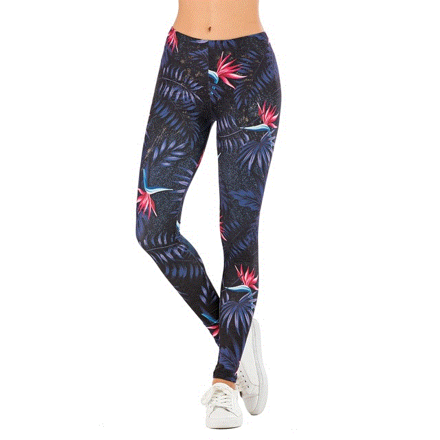 2021 High quality Sexy Women Legging leaf Printing Fitness leggins Fashion Slim legins High Waist Leggings Woman Pants