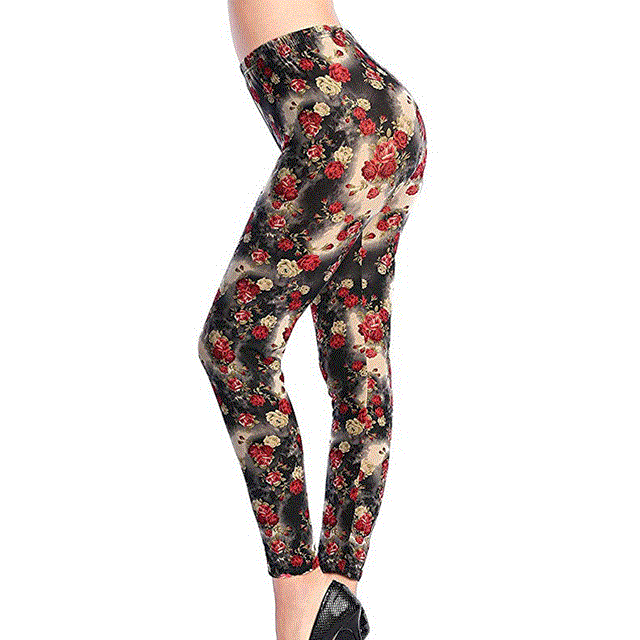 2021 High quality Graffiti Leggings Floral Patterned Print Leggings For Women Sale Elastic Design Vintage Leggings