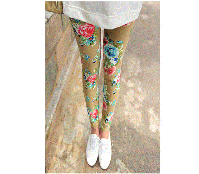 2021 High quality Graffiti Leggings Floral Patterned Print Leggings For Women Sale Elastic Design Vintage Leggings