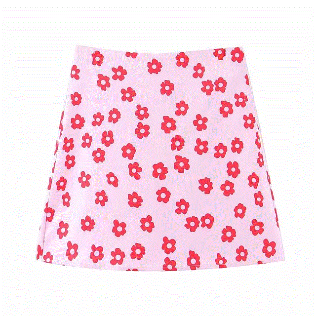 2021 High quality Mini skirt elegant skirts womens high waist skirt floral satin skirt short skirts women A line skirt