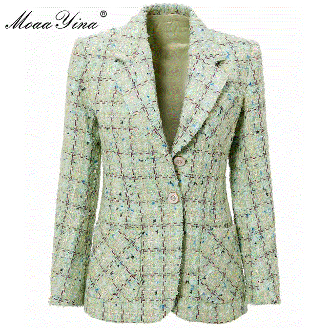 2021 High quality Fashion Designer Suit jacket Coat Spring Autumn Women's Long sleeve Plaid Suit EWoolen cloth Jacket