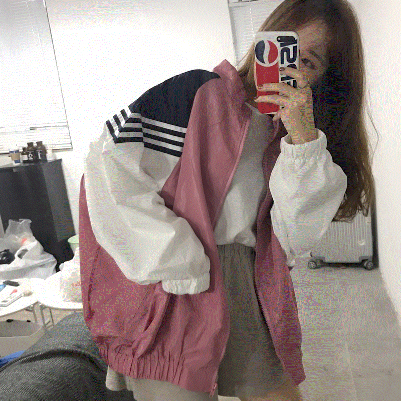 2021 High quality new women casual fashion jacket spring Autumn zipper loose large size thin baseball long sleeve