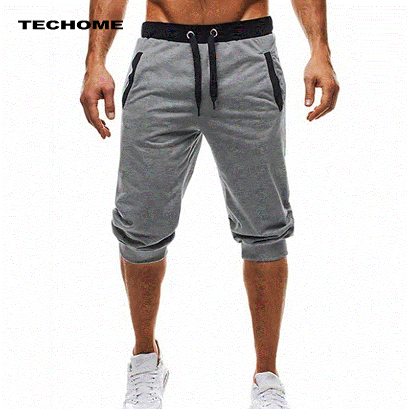 2021 High quality Summer men Shorts Leisure Knee Length Color Patchwork Joggers Sweatpants Trousers Men Bermuda Shorts