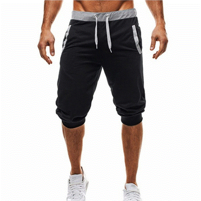 2021 High quality Summer men Shorts Leisure Knee Length Color Patchwork Joggers Sweatpants Trousers Men Bermuda Shorts