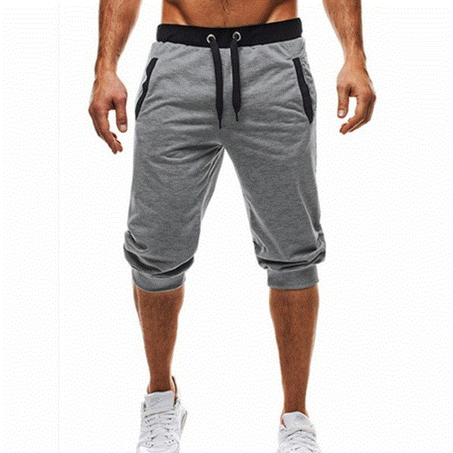 2021 High quality Summer men Shorts Leisure Knee Length Color Patchwork Joggers Sweatpants Trousers Men Bermuda Shorts