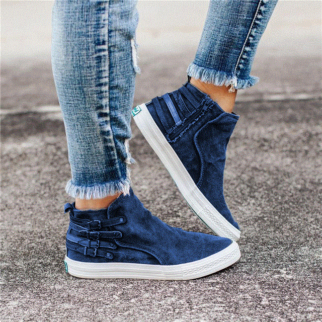 2021 High quality Women Court Shoes Autumn Spring Canvas Buckle Denim Female Flats Shoes gift for girls Unique Design