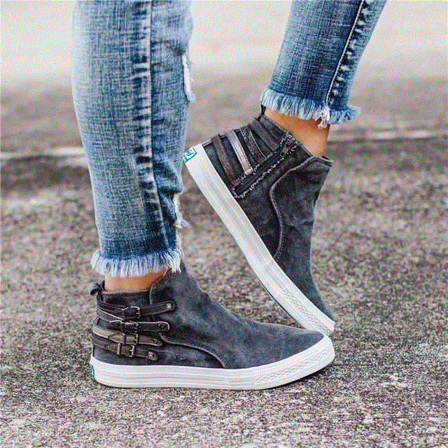 2021 High quality Women Court Shoes Autumn Spring Canvas Buckle Denim Female Flats Shoes gift for girls Unique Design