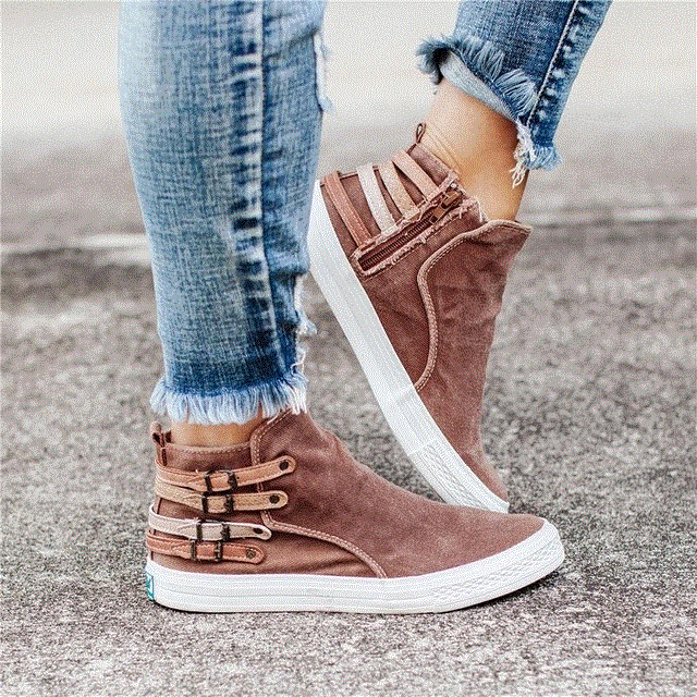 2021 High quality Women Court Shoes Autumn Spring Canvas Buckle Denim Female Flats Shoes gift for girls Unique Design