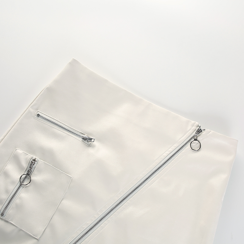 2021 High quality Sweet Solid Boho Beach Style Skirts Women Zipper A Line Skirt Summer High Waist Leather Elegant