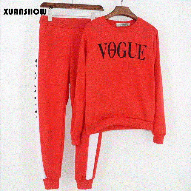 2021 High quality Tracksuit Autumn Winter Women Suit VOGUE Letter Printed o-Neck Sweatshirt Patchwork Long Pant Sets
