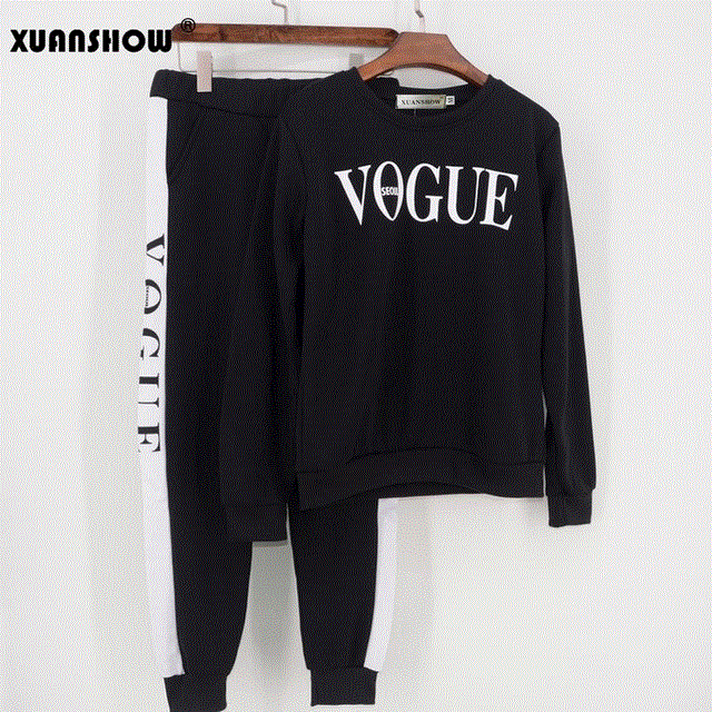 2021 High quality Tracksuit Autumn Winter Women Suit VOGUE Letter Printed o-Neck Sweatshirt Patchwork Long Pant Sets