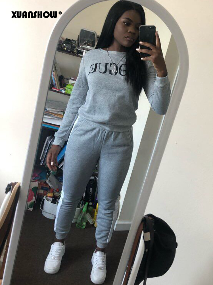 2021 High quality Tracksuit Autumn Winter Women Suit VOGUE Letter Printed o-Neck Sweatshirt Patchwork Long Pant Sets