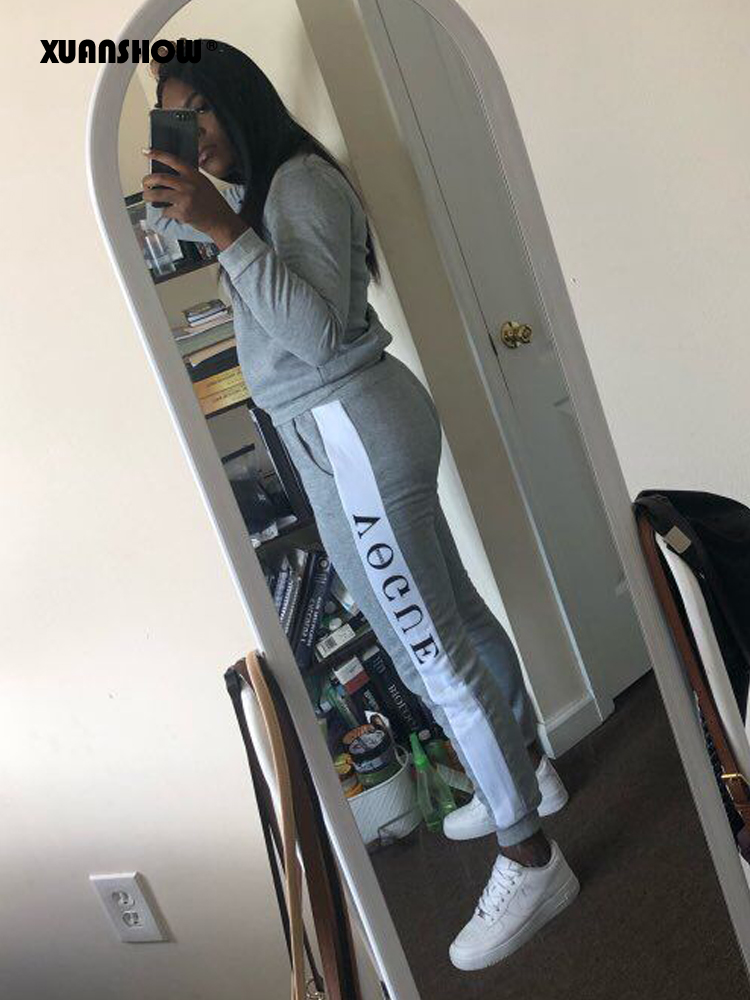 2021 High quality Tracksuit Autumn Winter Women Suit VOGUE Letter Printed o-Neck Sweatshirt Patchwork Long Pant Sets