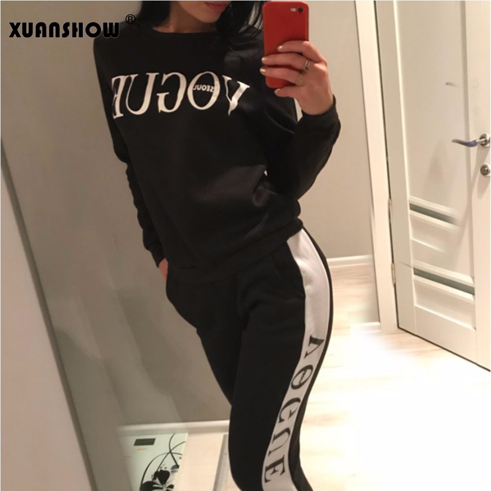 2021 High quality Tracksuit Autumn Winter Women Suit VOGUE Letter Printed o-Neck Sweatshirt Patchwork Long Pant Sets