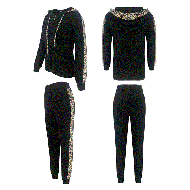 2021 High quality Tracksuits women Hoodies Long Sleeve Leopard print Casual Tops Pants Sport Suits jogging suit ladies