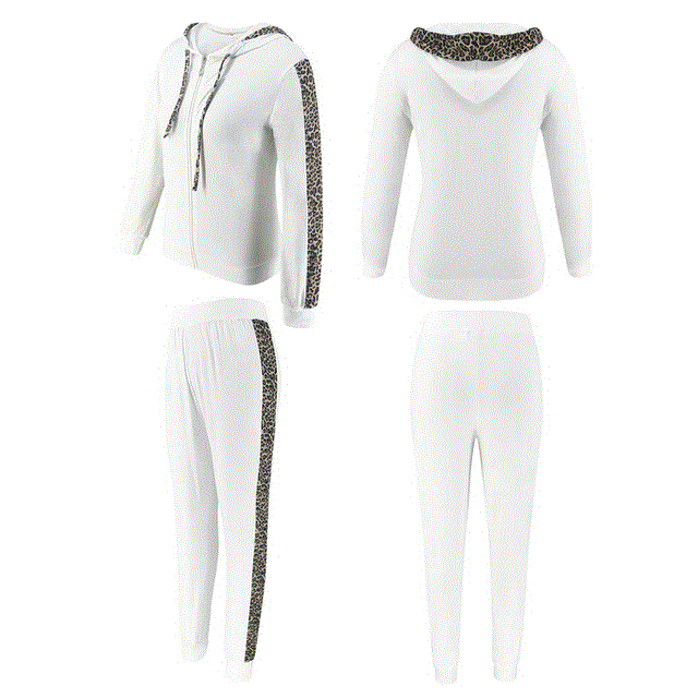 2021 High quality Tracksuits women Hoodies Long Sleeve Leopard print Casual Tops Pants Sport Suits jogging suit ladies