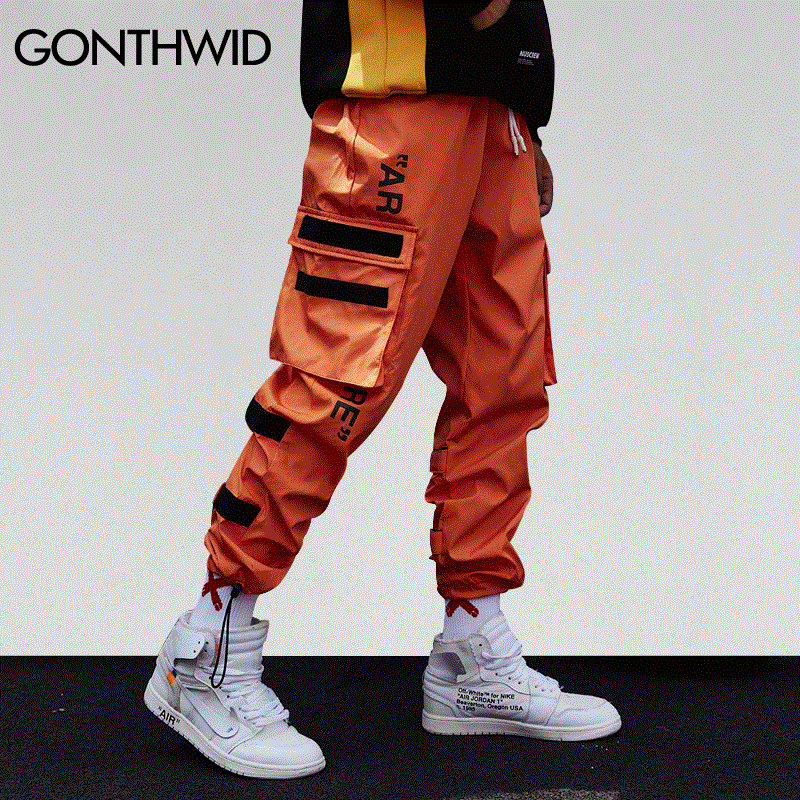 2021 High quality Men's Side Pockets Cargo Harem Pants  Hip Hop Casual Male Tatical Joggers Trousers Fashion Casual Streetwear Pants