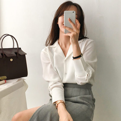 2021 High quality Womens Tops Blouses Solid White Chiffon Blouse Office Shirt Blusas Long Sleeve Women Shirts Clothes