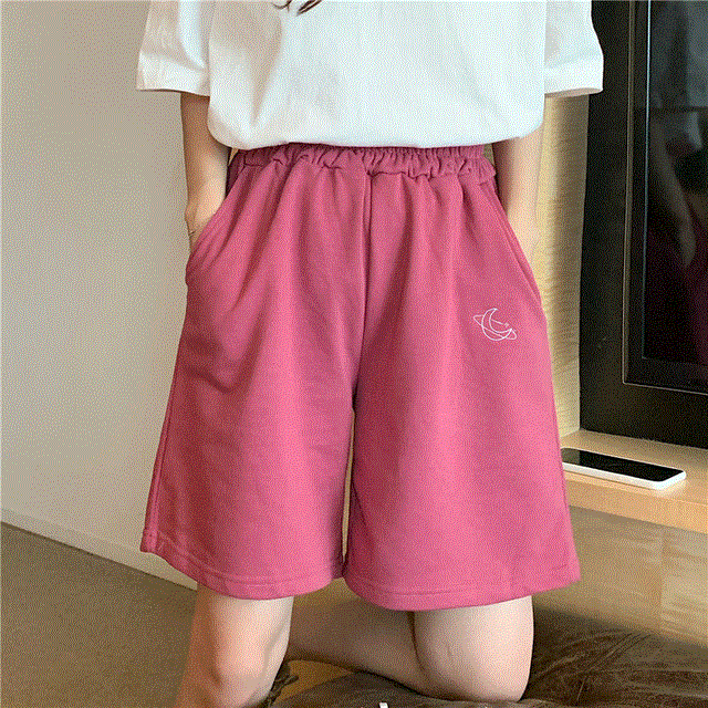 2021 High quality Shorts Women Embroidery Elasticity Lovely Girls Students Colorful Simple Oversize Trousers Female