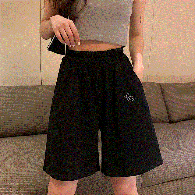 2021 High quality Shorts Women Embroidery Elasticity Lovely Girls Students Colorful Simple Oversize Trousers Female