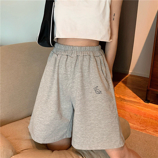 2021 High quality Shorts Women Embroidery Elasticity Lovely Girls Students Colorful Simple Oversize Trousers Female