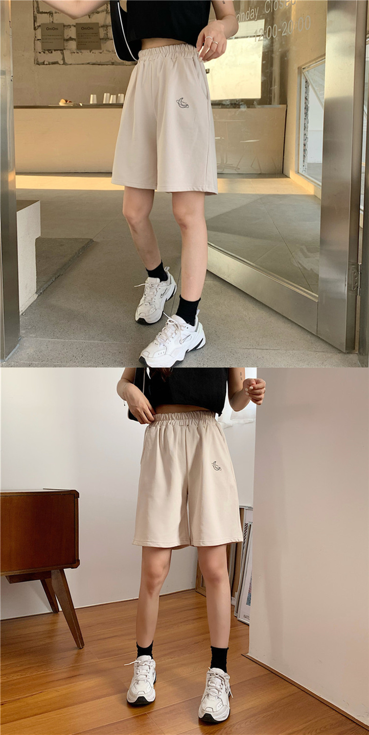 2021 High quality Shorts Women Embroidery Elasticity Lovely Girls Students Colorful Simple Oversize Trousers Female