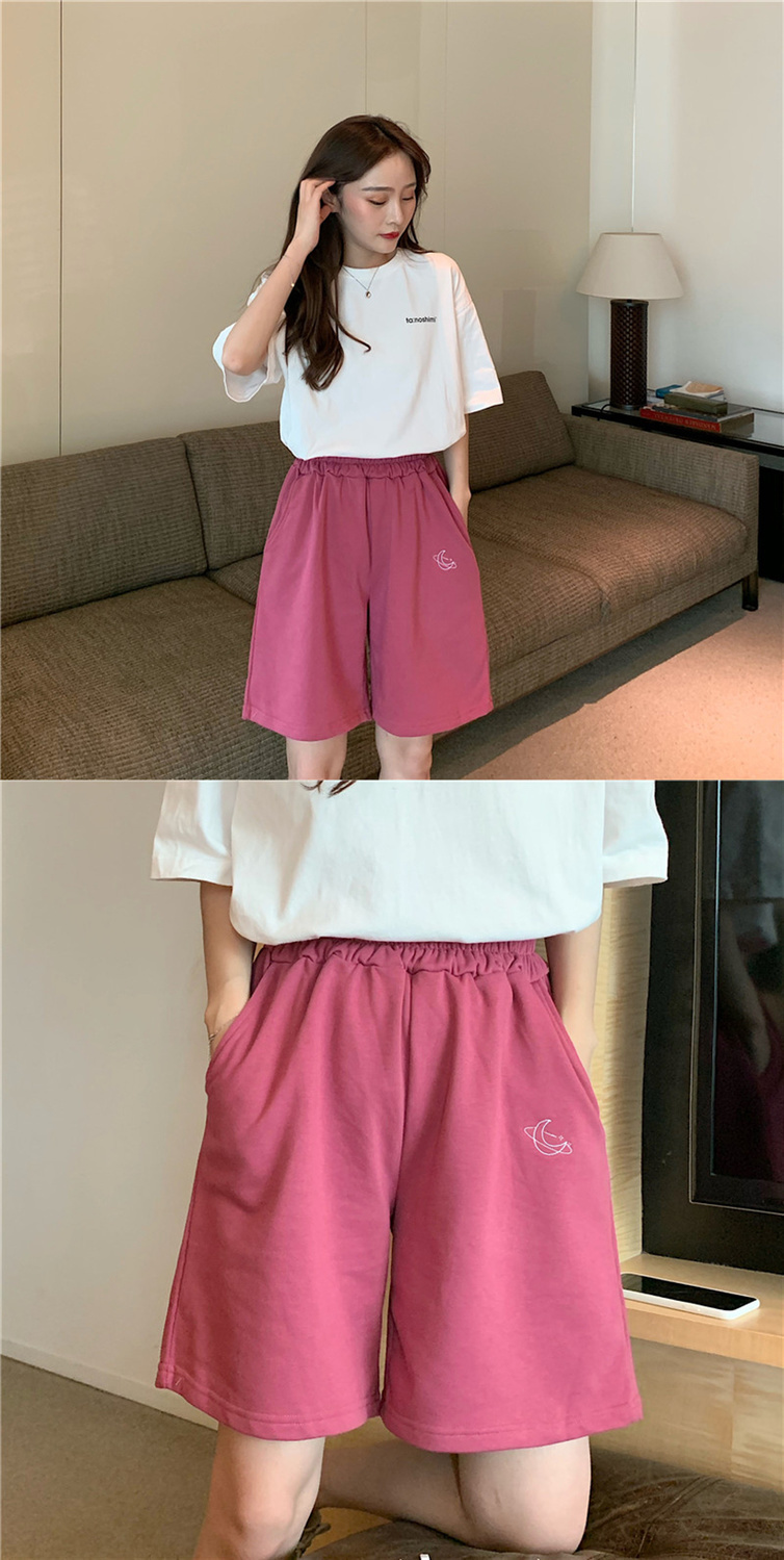 2021 High quality Shorts Women Embroidery Elasticity Lovely Girls Students Colorful Simple Oversize Trousers Female