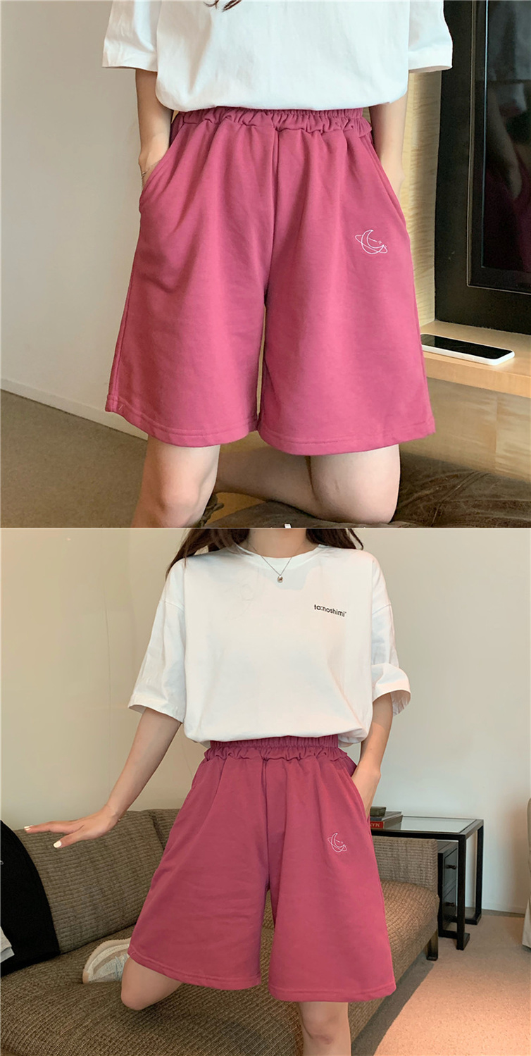 2021 High quality Shorts Women Embroidery Elasticity Lovely Girls Students Colorful Simple Oversize Trousers Female