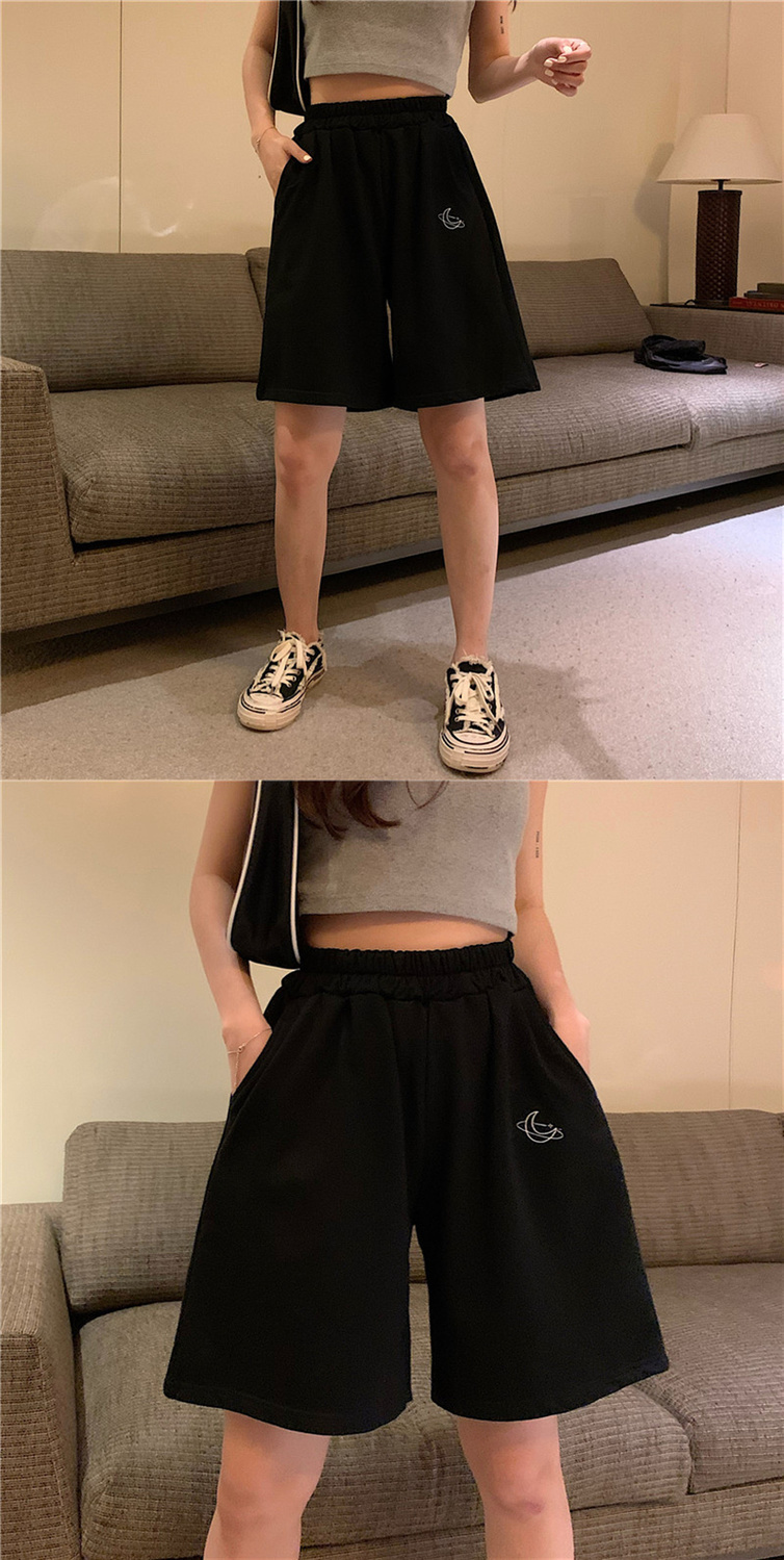 2021 High quality Shorts Women Embroidery Elasticity Lovely Girls Students Colorful Simple Oversize Trousers Female