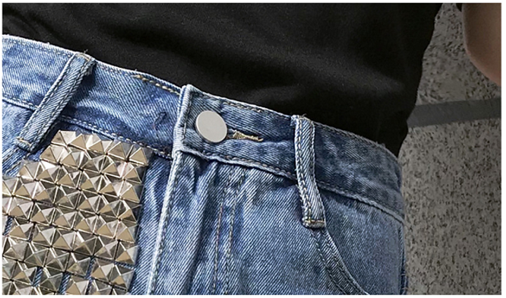 2021 High quality Women Fashion Vintage Tassel Rivet Ripped High Waisted Short Jeans Punk Sexy Hot Woman Denim Shorts