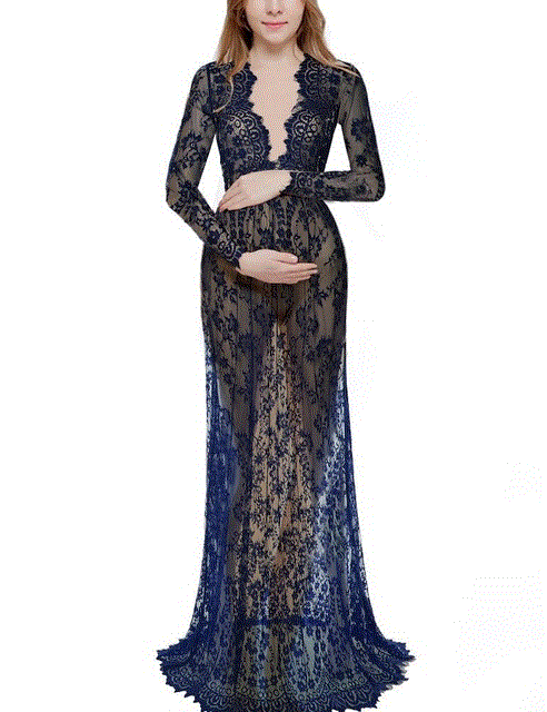 2021 High quality Pregnancy Dress for Photo Shoot Maternity Sexy V Neck Lace Maxi Gown Dress Big Size Pregnant Clothe