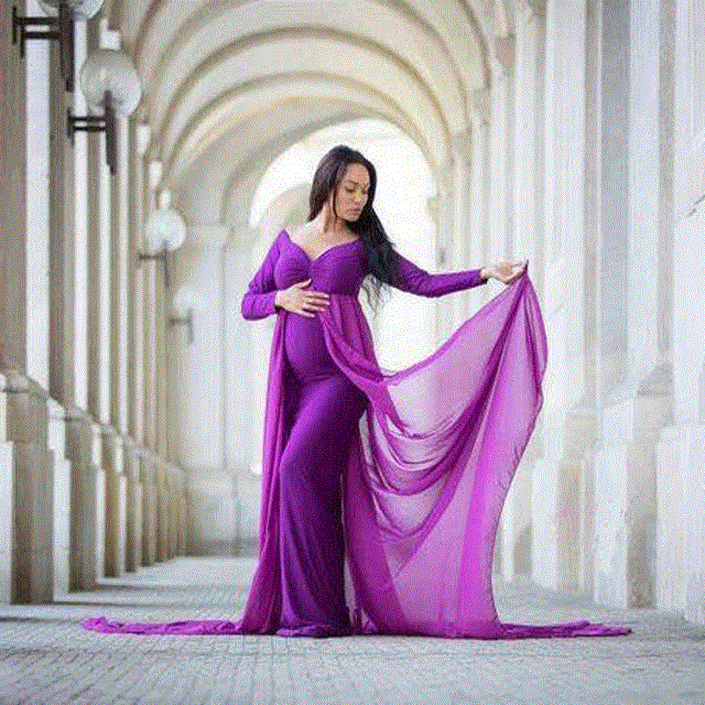 2021 High quality Shoulderless Long Sleeve Pregnancy Dress Maternity Maxi Gown Dresse For Photo Shoot Pregnant Clothes