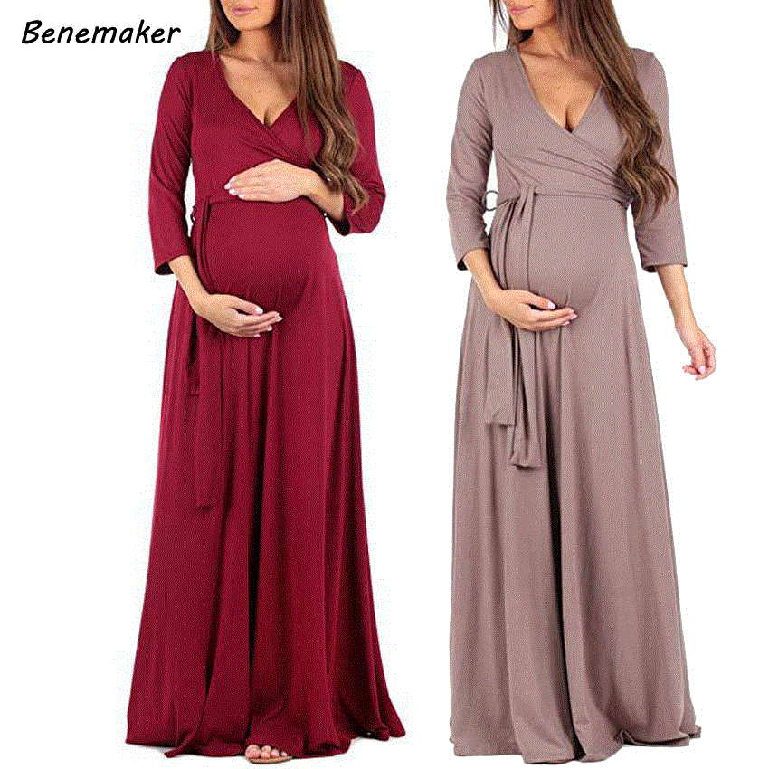 2021 High quality Maternity Clothes Dresses For Pregnancy Women V-Neck Dress Female Nursing Clothing For Photo Shoot