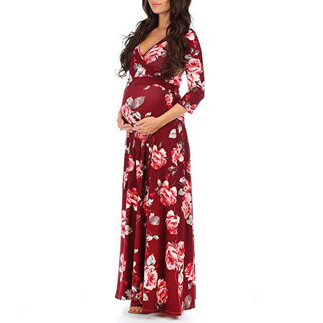 2021 High quality Maternity Clothes Dresses For Pregnancy Women V-Neck Dress Female Nursing Clothing For Photo Shoot