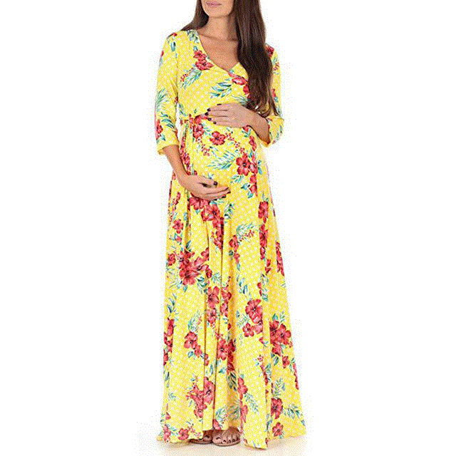 2021 High quality Maternity Clothes Dresses For Pregnancy Women V-Neck Dress Female Nursing Clothing For Photo Shoot