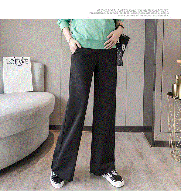 2021 High quality Pregnant women's stomach lift trousers autumn and winter new wear loose wide leg pants trousers