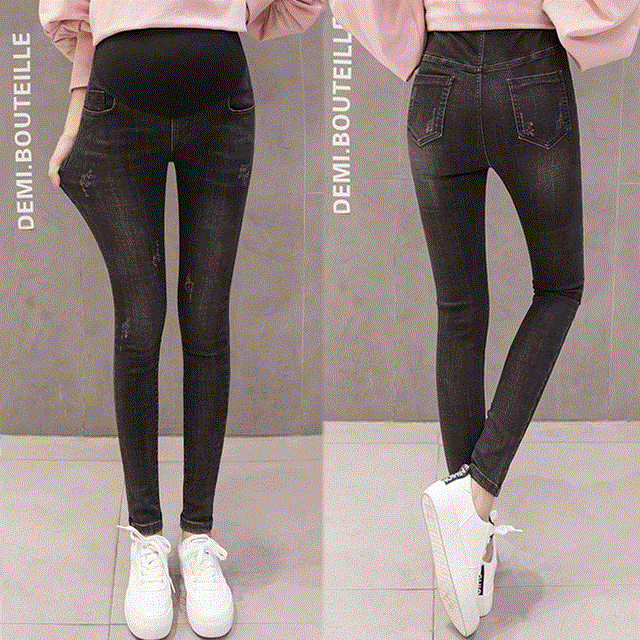 2021 High quality New Pregnant Women's Stomach Lift Pants Maternal Outside Elastic Leggings Spring Autumn Winter Fashion Jeans High Waist Trousers
