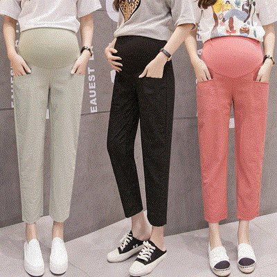2021 High quality Pregnant Women Trousers Pants Spring Summer Thin Linen Pregnant Women Capri-Pants Maternity Pants