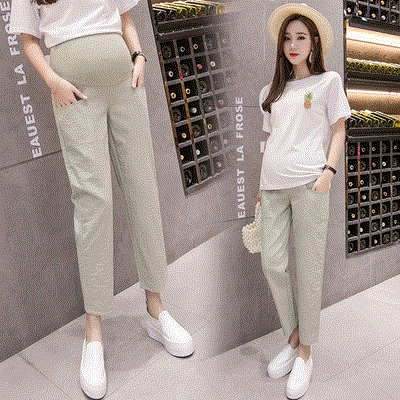 2021 High quality Pregnant Women Trousers Pants Spring Summer Thin Linen Pregnant Women Capri-Pants Maternity Pants