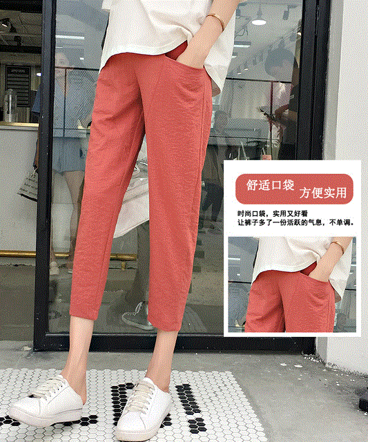 2021 High quality Pregnant Women Trousers Pants Spring Summer Thin Linen Pregnant Women Capri-Pants Maternity Pants