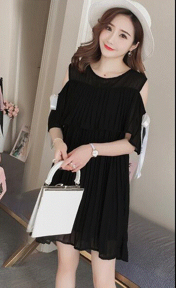 2021 High quality New spring summer maternity Dress chiffon strapped Off-shoulder Short Sleeve lace-up dress Women