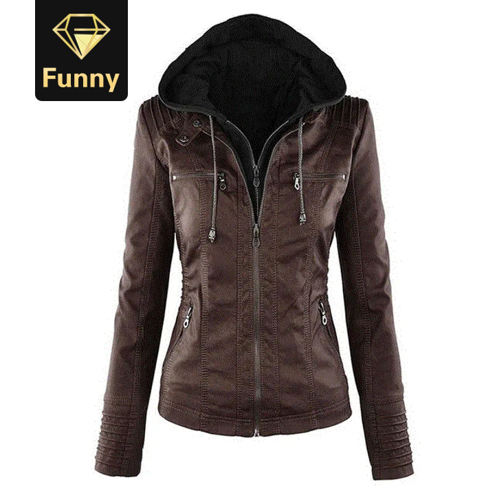 2021 High quality New Women Autumn Winter Faux Soft Leather Jackets Coats Lady Black PU Zipper Motorcycle Streetwear