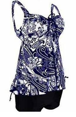 2021 High quality Plus Size Sexy Tankini Set Women Swimsuit Two Piece Paisley Print Padded Bandage Bathing Swimdress