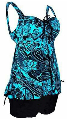 2021 High quality Plus Size Sexy Tankini Set Women Swimsuit Two Piece Paisley Print Padded Bandage Bathing Swimdress
