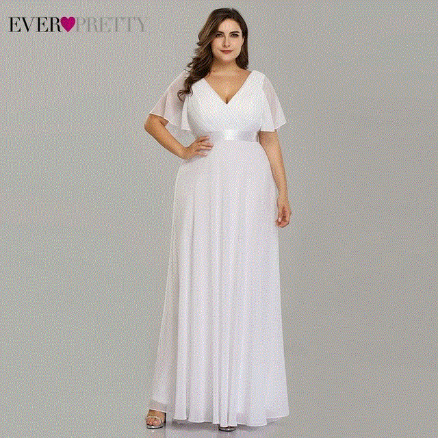 2021 High quality Plus Size Evening Dresses Ever Pretty Elegant V-Neck Ruffles Chiffon Formal Evening Party Dress Robe