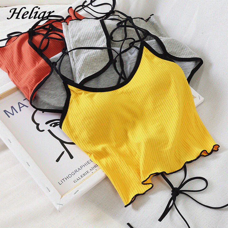 2021 High quality Women Halter Backless Bandage Sexy Crop Tops Women Cotton Seamless Underwear Padded Tanks For Women