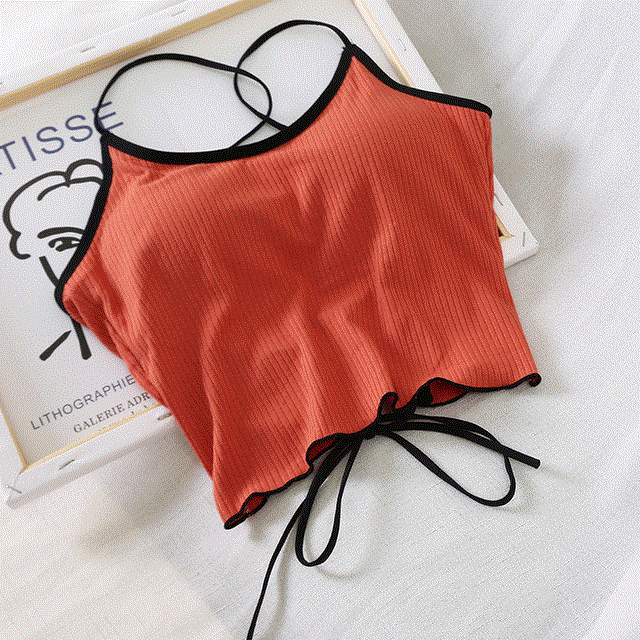 2021 High quality Women Halter Backless Bandage Sexy Crop Tops Women Cotton Seamless Underwear Padded Tanks For Women