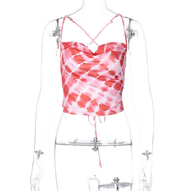 2021 High quality Backless Bandage Party Tops Fashion Summer Hollow Out Sexy Camis Tops Chic Vintage Sweet Crop Tanks